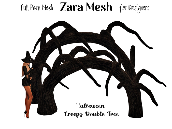 Second Life Marketplace ZM Halloween Creepy Double Tree FULL PERM